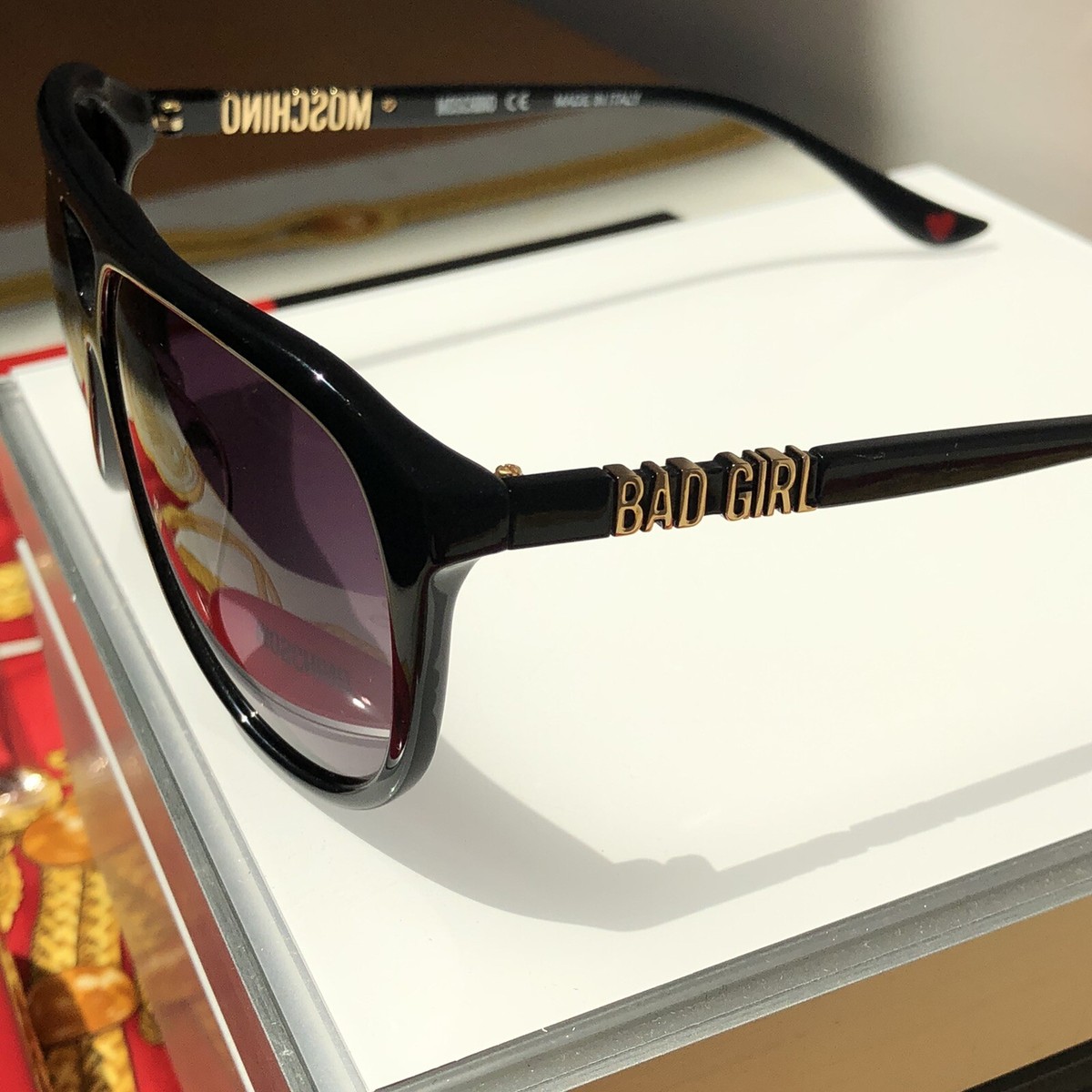 Moschino 'Bad Girl' MO768S01 Black Gold Sunglasses | eBay