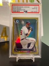 2014 BOWMAN CHROME Alex Wood Gold Refractor Rookie AUTO #/50 PSA 10 Braves