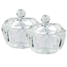 Clear Nail Art Acrylic Liquid Powder Dappen Dish Bowl Glass Crystal 2Pcs