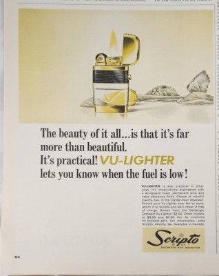 1964 Scripto Vu-Lighter Vintage Ad Its practical engineering imagination 11 x 7