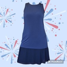 Michael Kors Navy Pleated Shift Dress Small