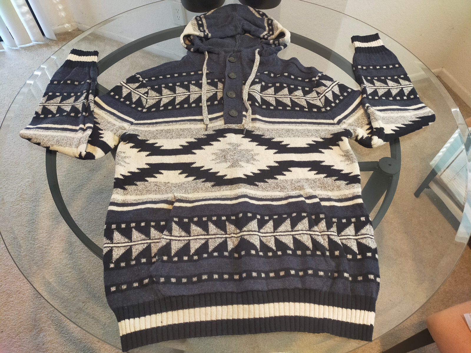 American Eagle Aztec Pattern Multicolor Hooded Sw… - image 1