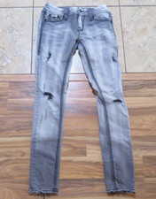 Rock Revival Betty Skinny Jean Gray Black Accent Fleur Di Lis 27 Measured 28x31