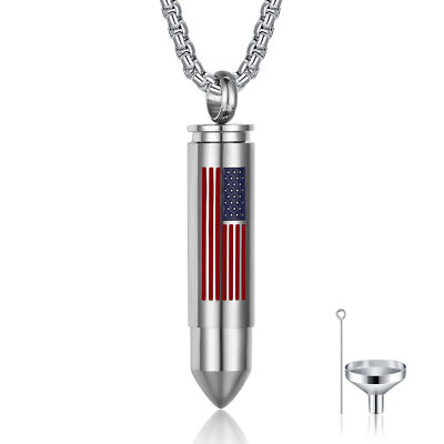 Norya Stainless Steel Cremation Urn Necklace – Bullet Cross Pendant With Lord's Prayer, Memorial Jewelry For Ashes