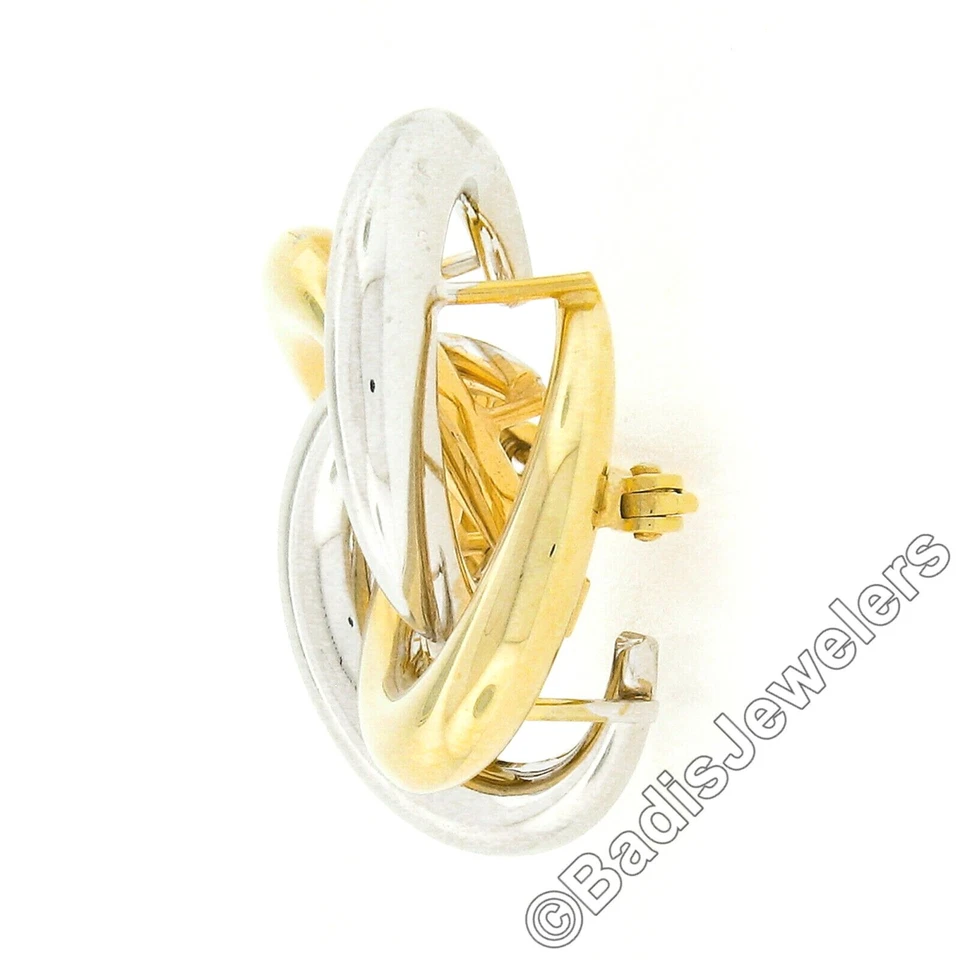 Broche prendedor Estate oro amarillo y blanco 14k pulido inflado infinito amor nudo Foto 3 de 4