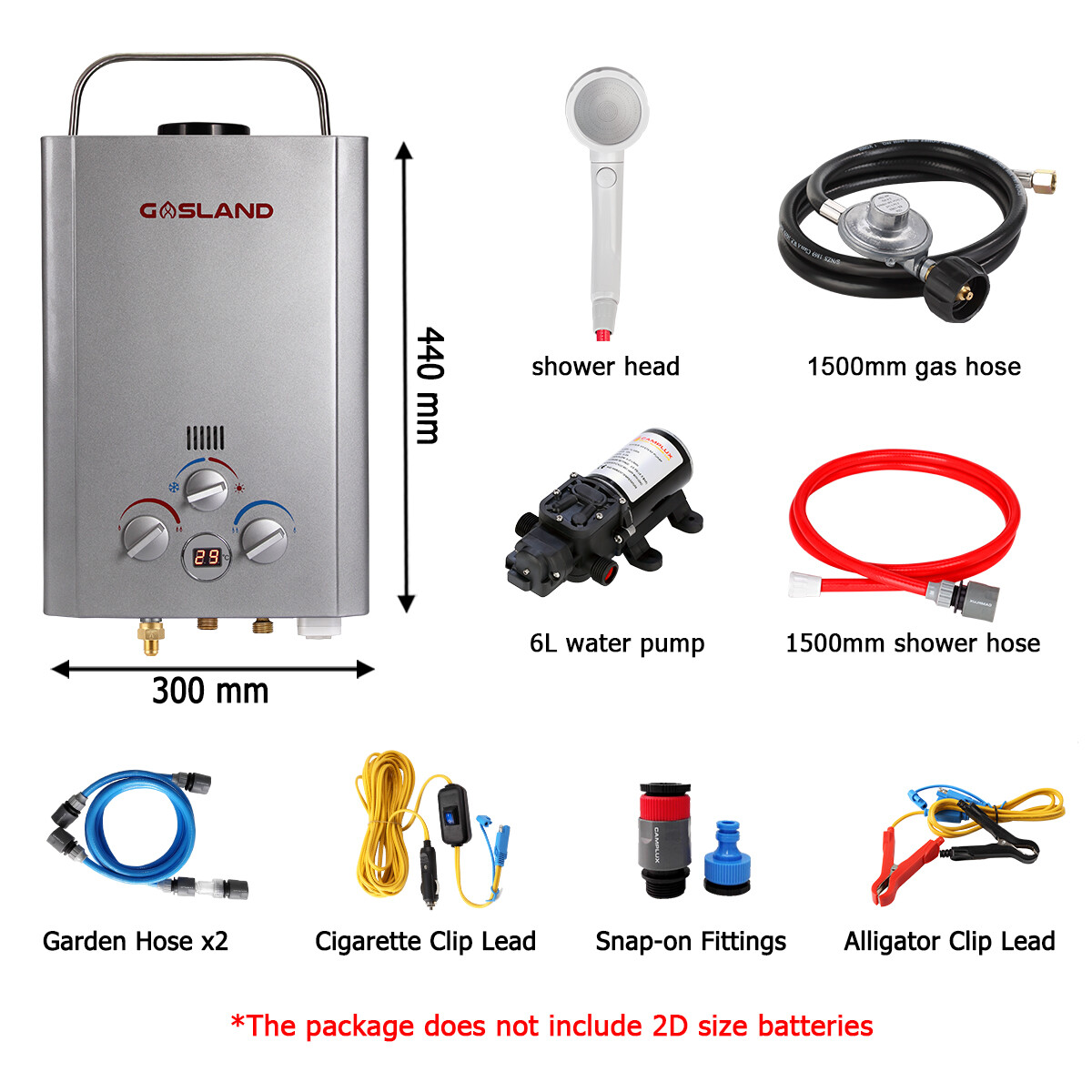 GASLAND 8L Outdoor Gas Water Heater System LPG Portable Camping Shower