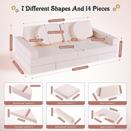 1,5M Spielsofa Modulsofa Spielmöbel Modulares Kindersofa Familienmöbel Bausteine - Bild 5 von 15