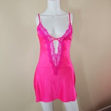 NWT Ann Summers Cherryann Bright Pink Satin  Lace Chemise Nightie Size XS