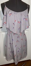 American Eagle AE Lavender W/Birds Sleeveless Ruffle Dress Size Medium NWOT!