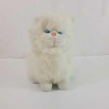 Vintage Dakin White Persian Kitty Cat Stuffed Plush 1983 Green Eyes