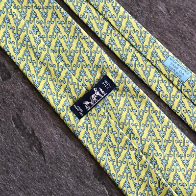 HERMÈS cotton plant yellow silk tie – Vintage Carwen