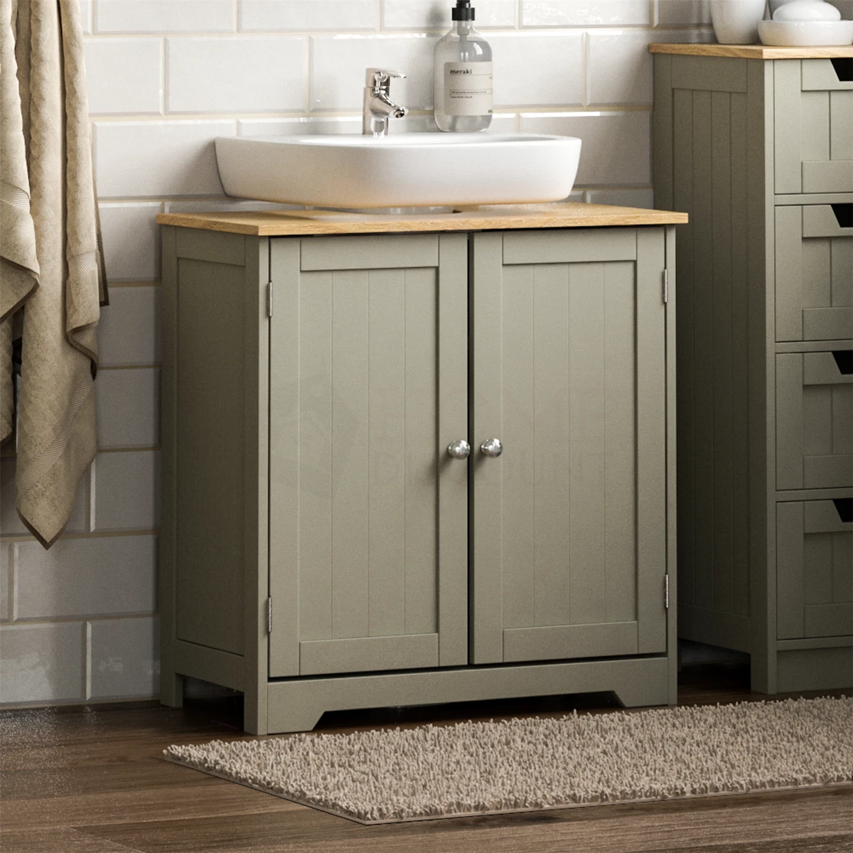 Priano Bathroom Sink Cabinet Under Basin Unit Cupboard Storage