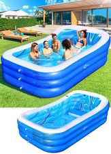 Oversized Inflatable Pool with Backrest Seat - Durable Blow-Up Backyard Pool 9