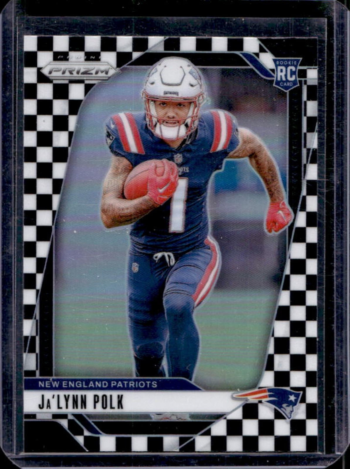 2024 Prizm Ja'Lynn Polk Black and White Checker Rookie RC #339 Patriots
