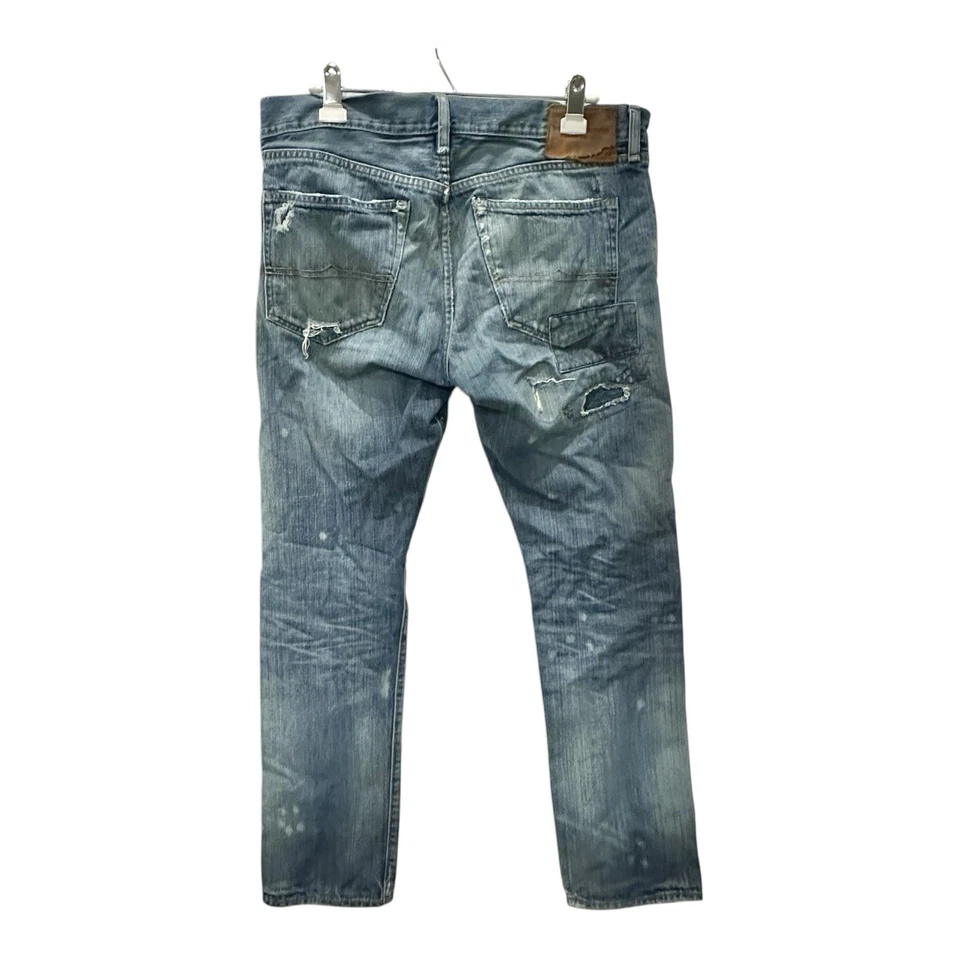 Ralph Lauren Denim Supply Men’s 34x32 Slim Distressed Patchwork Repaired Jeans - Image 4 of 4