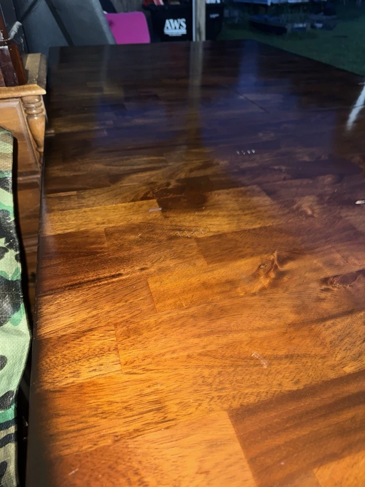 Mahogany Wooden Dining Table with Leaf That Folds Under The Table Modern Kitchen - Image 2 of 4