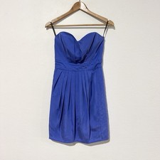 ZIMMERMANN Blue Silk Satin Sweetheart Pleated Knee Dress / Size 0