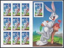 3138 Bugs Bunny Imperf Pane "Looney Toons" "Warner Brothers" Mint NH