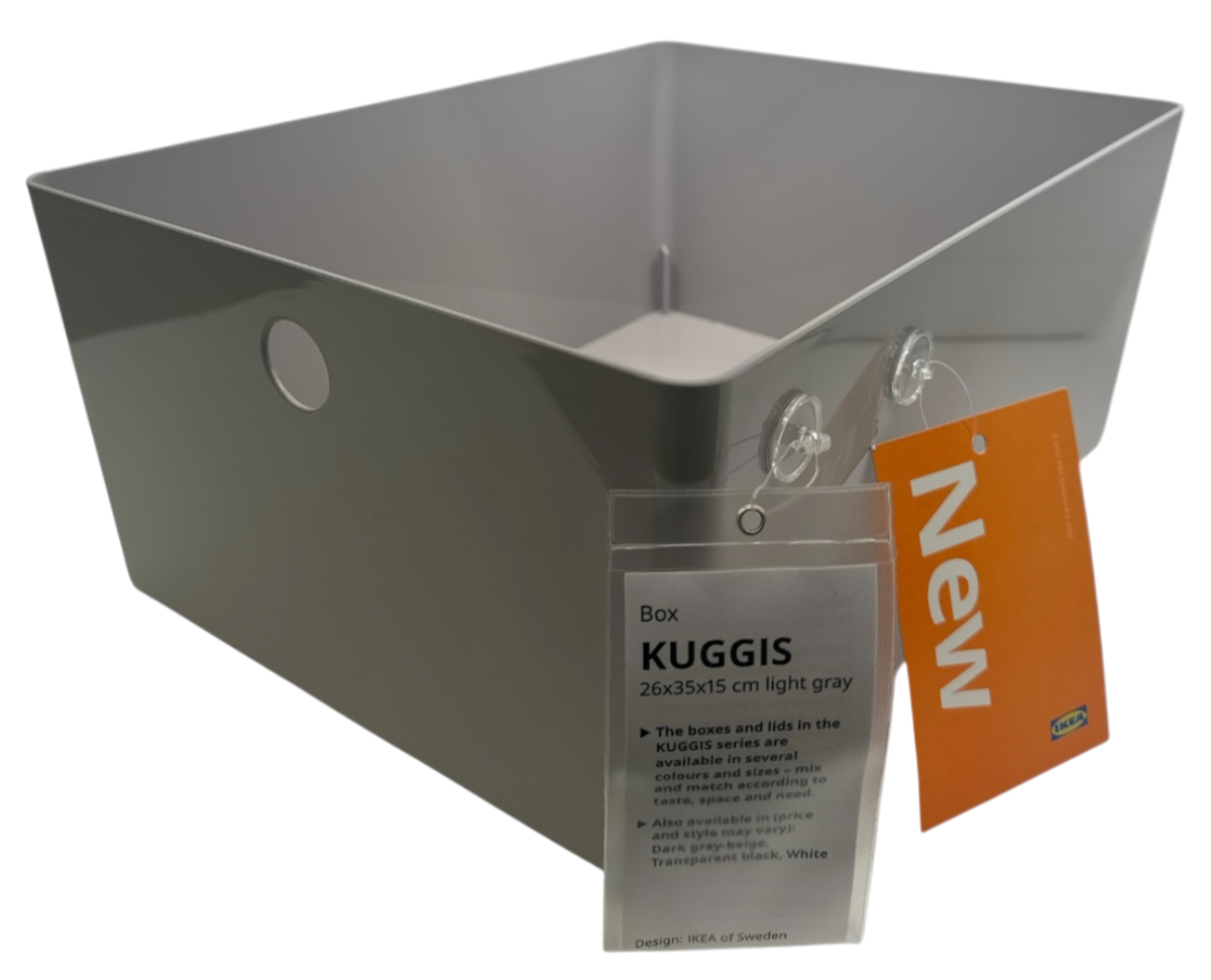New IKEA KUGGIS Box Light Gray 26x35x15 cm (10 ¼x13 ¾x6 