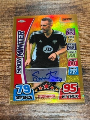 2023 Topps Chrome Sidemen Simon Minter Match Attack Gold /50 Damaged