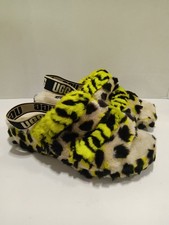 UGG Fluff Yeah Slide Slippers Womens 9 Neon Animal Print 1127073 NWOB