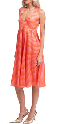 Roberto Cavalli NWT Orange Pink Satin Midi Dress 4 6 US 42 IT S Zip Runway Auth