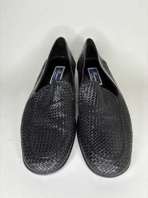 Bragano Dress Shoes Mens 12 M Black Woven Leather‎ Loafer Lace Crafted in Italy Vintage Bragano Italy Woven Black Suede Dress Shoes Mens 7.5 main image 4