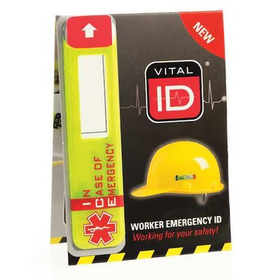 Vital Id Wsid-02 Hard Hat I.D, Yllw, 3/4In.Hx3-1/4In.W, Pk25