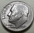 1965 roosevelt dime no mint mark CIRCULATED Exact 10 Cents Coin Pictured 2085X