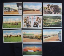 GREAT LOT 10 WWII UNUSED FROM ALBUM MILITARY POSTCARDS CAMP EDWARDS MASS.-1940's
