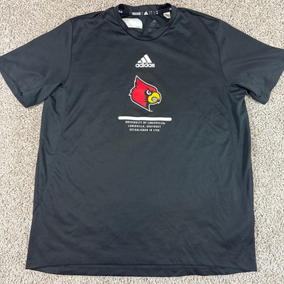 #ad Adidas Louisville Cardinals Primeblue Heat.RDY Shirt Mens Large NCAA Black EUC $17.99