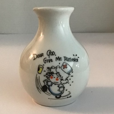 VTG 1982 Bud Vase Enesco Designed Giftware  Dear God, Give Me Patience 