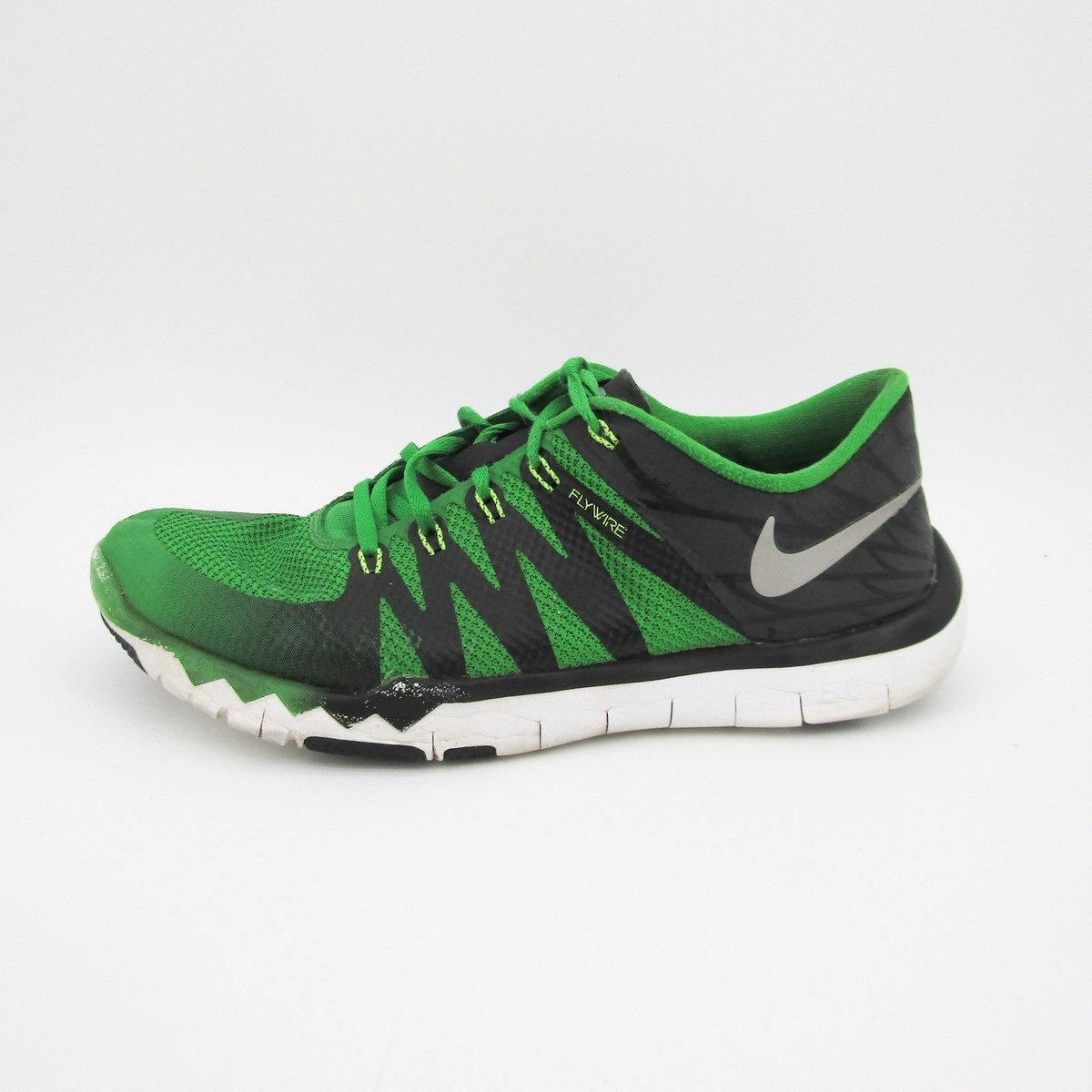 Nike Free Running Shoes Green Black Flywire Mens US 10 EUR 44