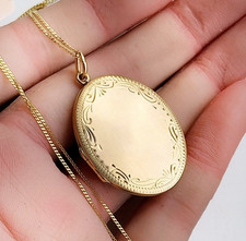 Large 9ct GOLD CELTIC SCROLL Locket Necklace on 20" Chain - 9.3g