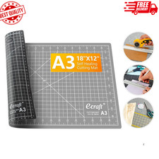 12" X 18" Self-Healing Double-Sided Cutting Mat for Craft, Sewing - Grey/Black