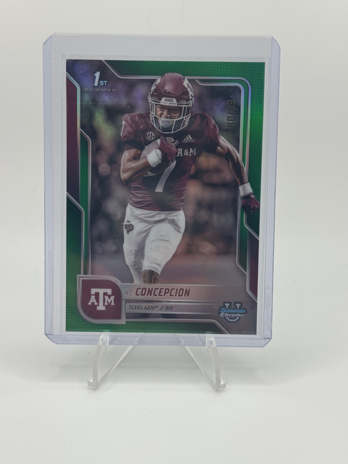 2025 Bowman University Chrome #91 KC Concepcion Green Refractor /99 Texas A&M