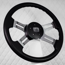 4 Spoke Chrome Black Steering Wheel 16" Freightliner, Kenworth, Peterbilt, Volvo