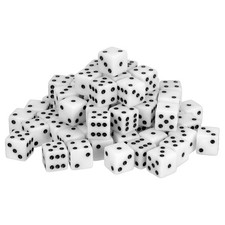 100pcs White 6 Sided Acrylic Dice 19mm Large D6 Opaque Game Dice Sets for Party