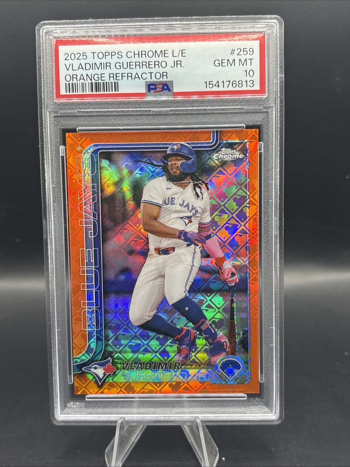 PSA 10 VLADIMIR GUERRERO JR. /25 TRUE ORANGE #259 2025 TOPPS CHROME LOGOFRACTOR view 1