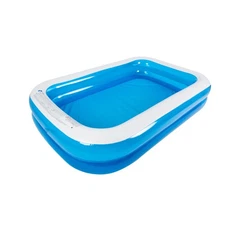 Pool Central 103" Large Royal Blue White Rectangular Inflatable Pool