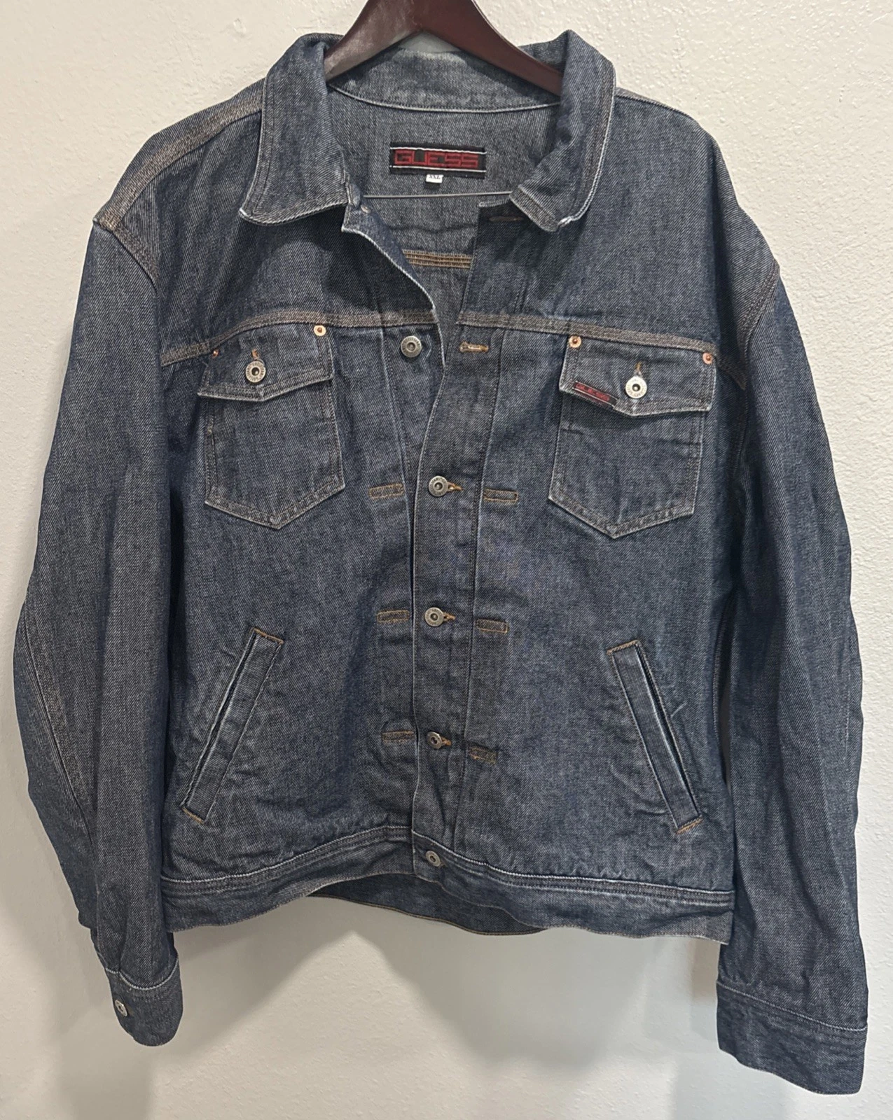 Vintage Guess Denim Jacket Unisex Sz XXL Blue Jean 80s/90s Trucker Hip Hop USA
