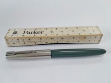 VINTAGE GREY PARKER 51 LUSTRALOY CAP VACUMATIC FILL FOUNTAIN PEN/14K GOLD M NIB