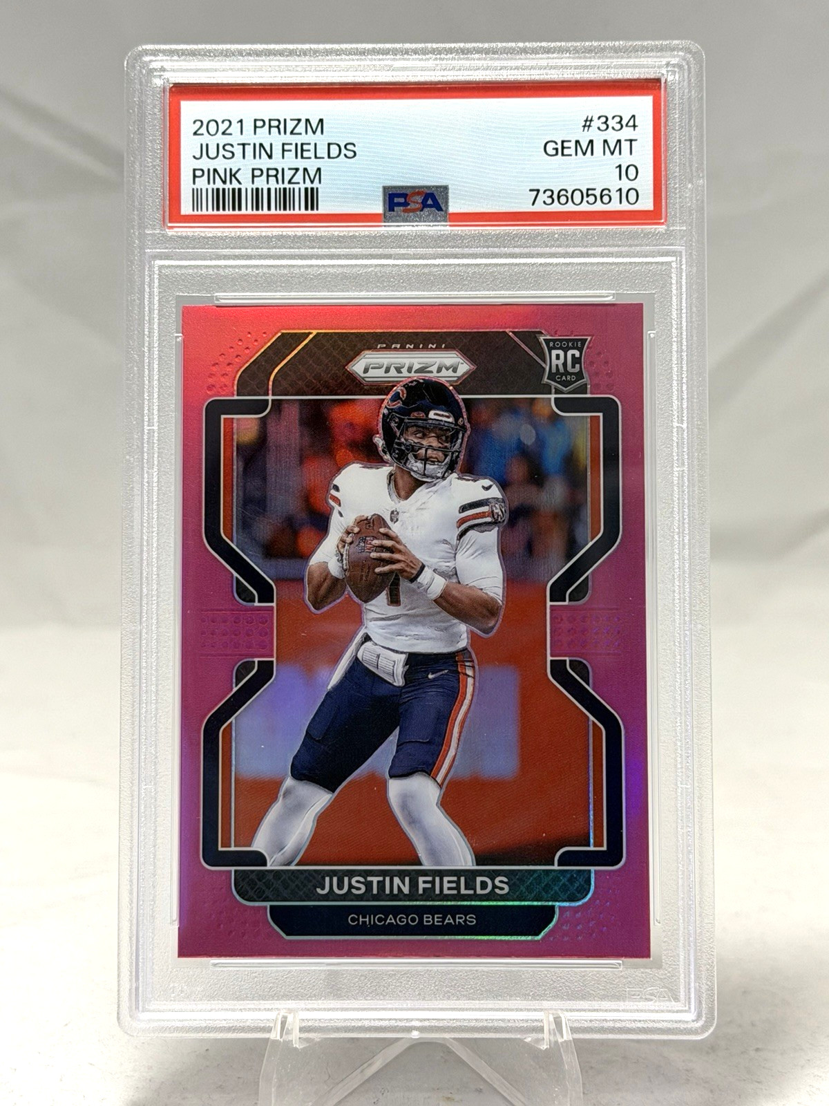 2021 Panini Prizm Rookie Justin Fields #334 Pink Prizm (RC) Jets PSA 10 GEM