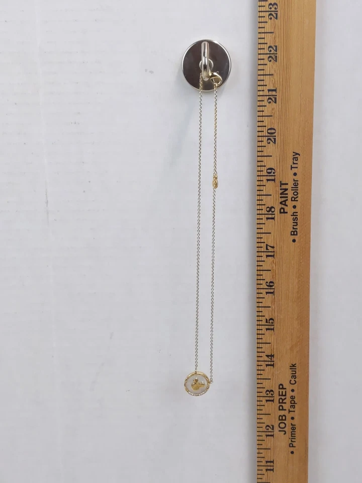 Disney Mickey Mouse Necklace Gold Tone Mother of Pearl Pendant Crystal Accents - Image 4 of 4