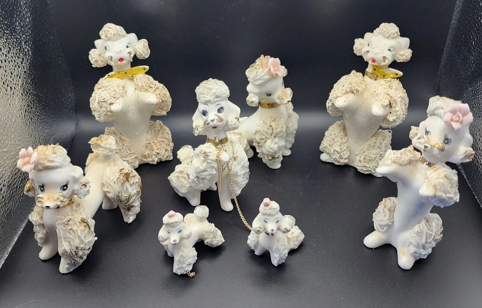 Lote de 6 estatuetas vintage de poodle de espaguete - Japão - algumas falhas de leitura - Imagem 2 de 4