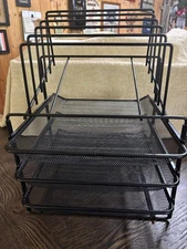 Pen+Gear, Mesh Desk Organizer with 3 Sliding Letter Tray, 5 Upright Sections