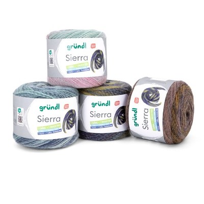 (49,95 /kg) 200g Gründl Sierra Farbverlaufsgarn, Wolle zum Stricken und Häkeln