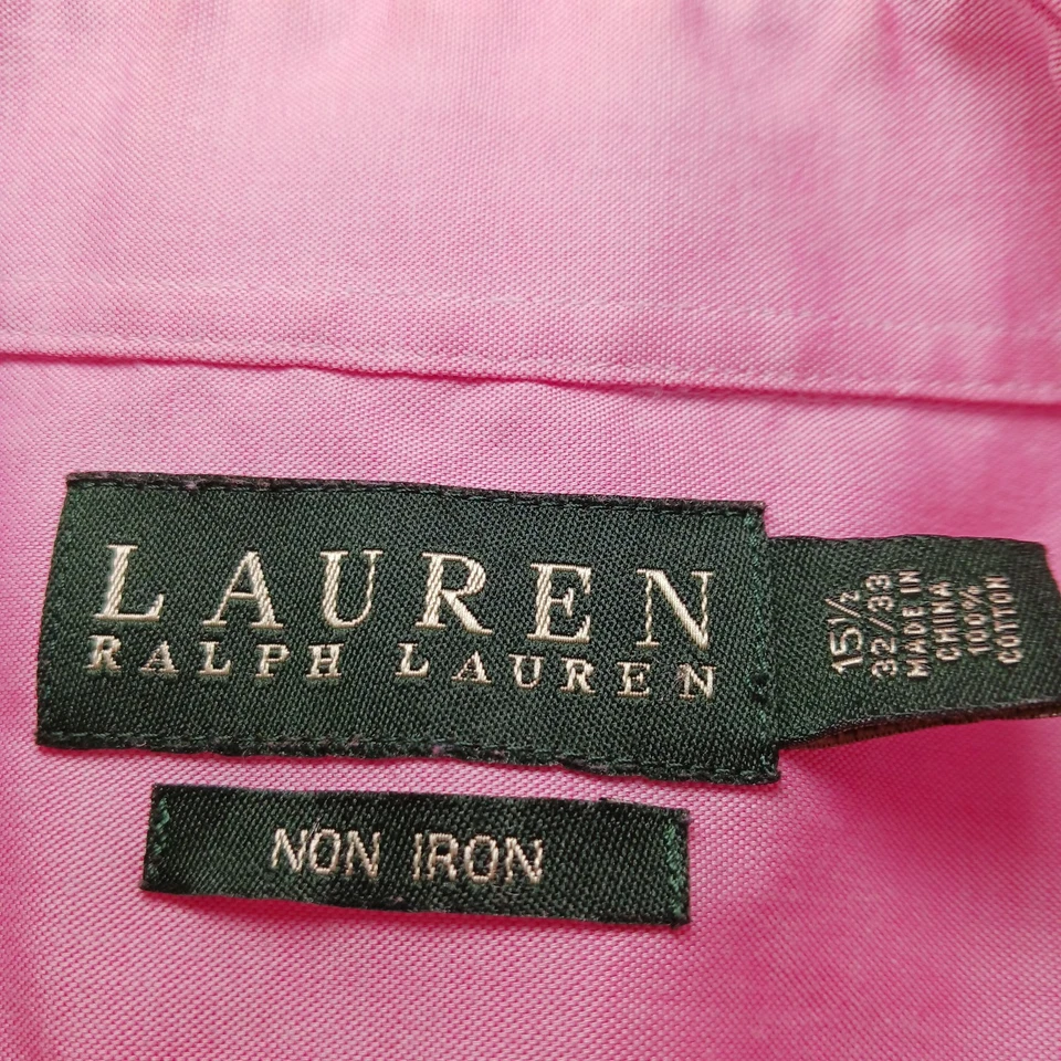 Camisa de vestir Ralph Lauren rosa con botones sin hierro para hombre talla L 15,5-32/33 Foto 4 de 4