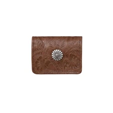 American West Womens Small Concho Medium Brown Leather Trifold Wallet OS
