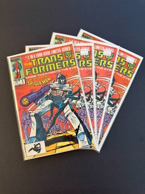 Transformers #3 1984 Marvel 1st Black Suit Spider-Man Cameo Lot of 4 VF+ to FN+